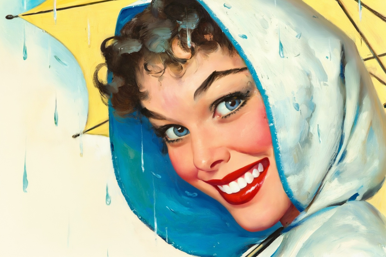 gilelvgren9z illustration. Close-up of a woman,  shown in 3/4 view,  with short dark on Tensor.Art