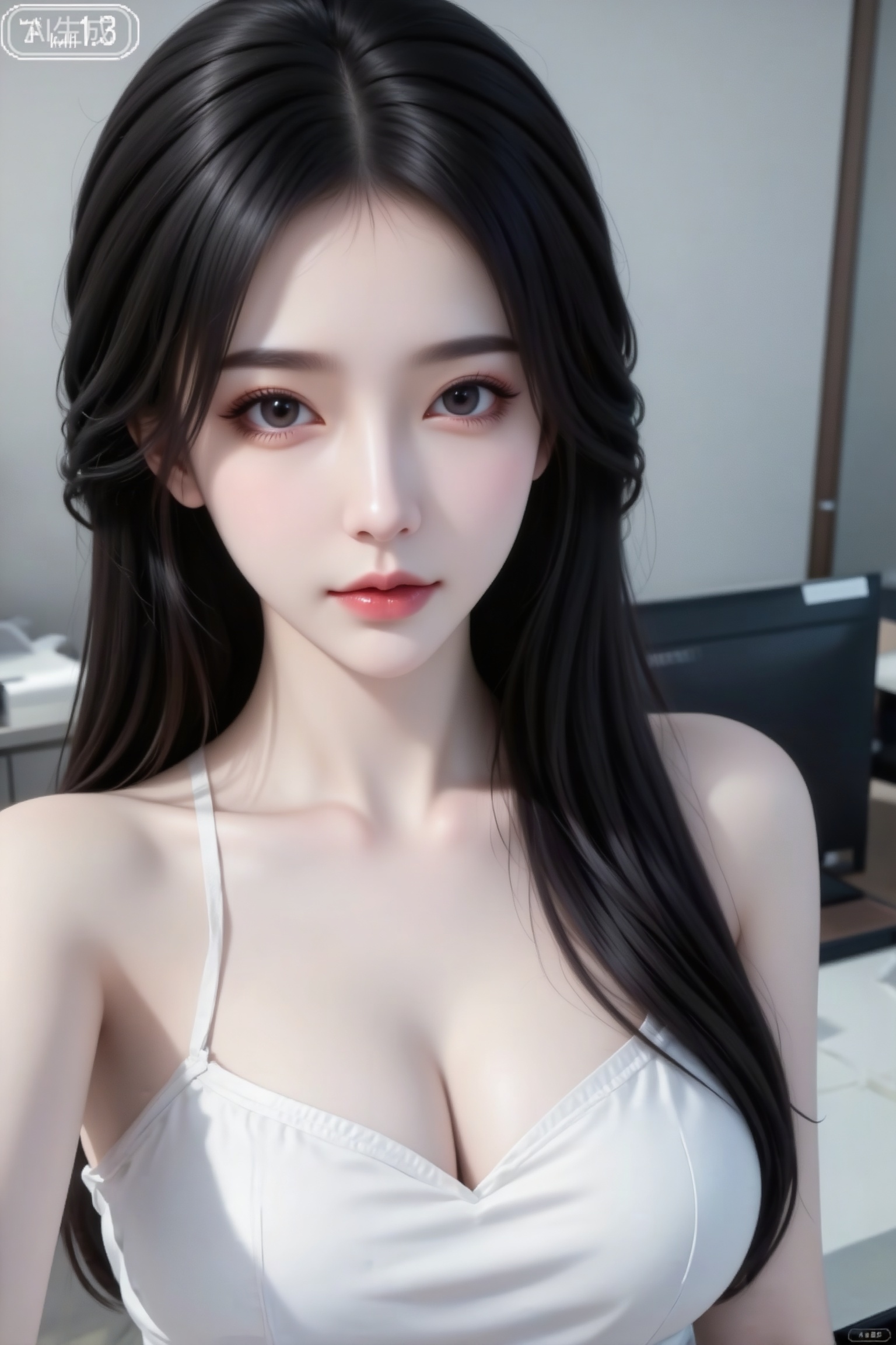 杰作级画质,顶级图像精度,超高清细节渲染,单人女性角色,（黑色亮丽的长发：1.4）,（比例优越的纤细长腿：1.3）,（肌肤白皙光滑的匀称美腿：1.4）,（挺拔饱满的D 罩杯曲线：1.4）,（精致立体的美颜五官：1.4）,美颜全开,光滑油亮的皮肤,水嫩的肌肤,一个女孩,
18岁超美服务员,五官端正,精致妆容,高挑身材,细腻陶瓷水嫩肌肤,冷白皮,随机时工作场景,记录一天工作的自拍照片,随机的动作,随机的光影,随机的背景,随机的表情,总体有很多的不确定性,饱满挺拔曲线,真人实拍,高清画质,
傲人身材,D cup,美颜全开,光滑雪白油亮水嫩的皮肤