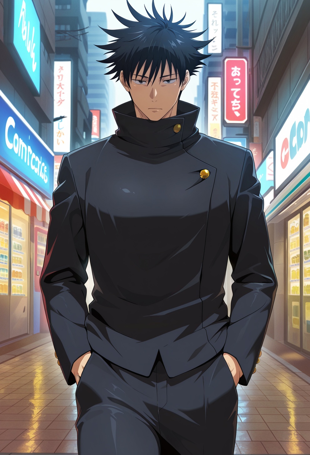 fushiguro megumi,  black hair (spiked hair),  black eyes (looking at viewer) on Tensor.Art