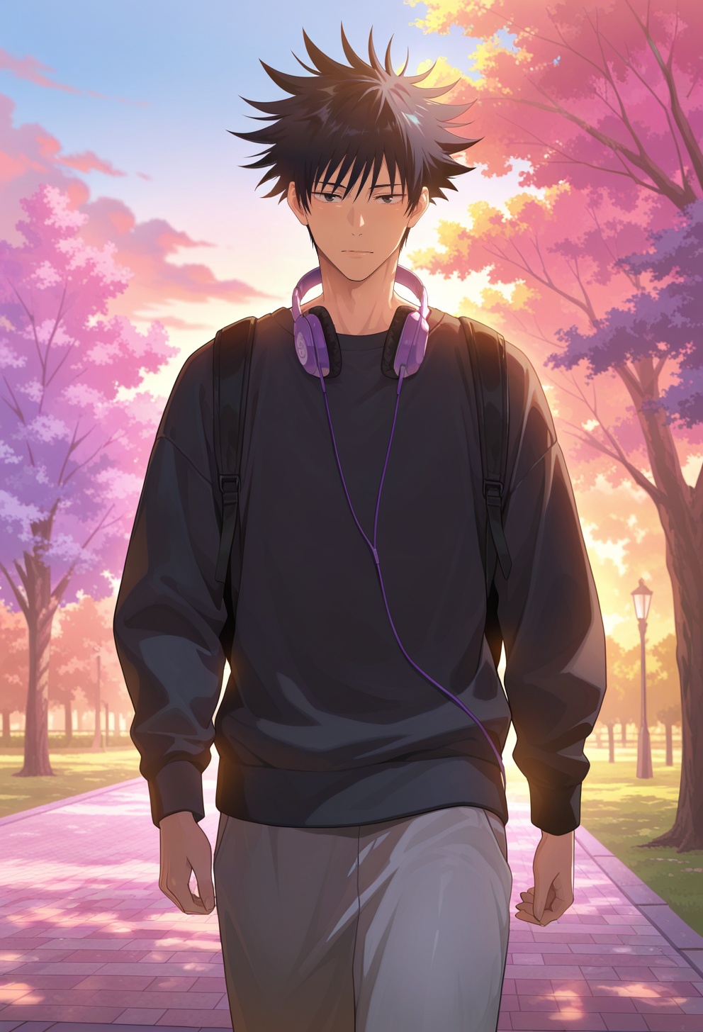 fushiguro megumi,  black hair (spiked hair),  black eyes (looking at viewer) on Tensor.Art