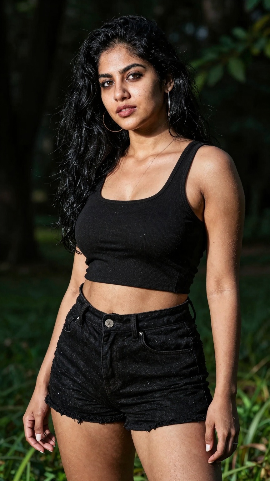 gorgeous random woman in random outfit posing for a sensual photography session at a local park,  Mobile photography,  sho...