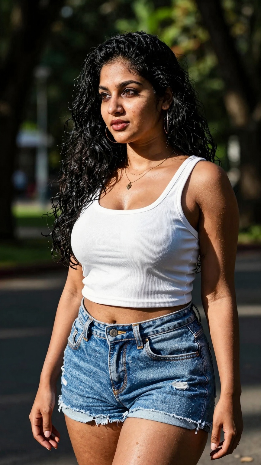 gorgeous random woman in random outfit posing for a sensual photography session at a local park,  Mobile photography,  sho...