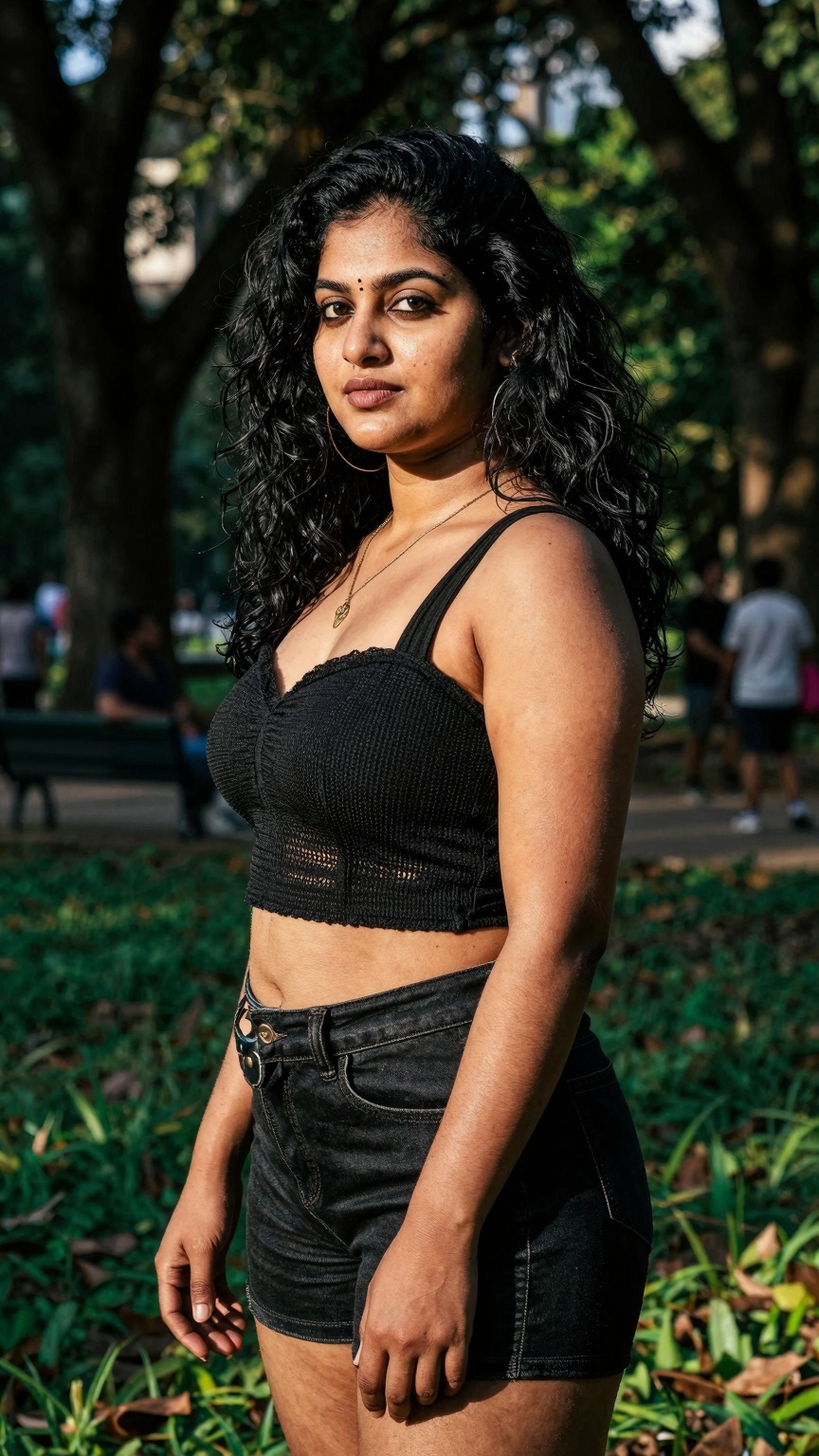 gorgeous random woman in random outfit posing for a sensual photography session at a local park,  Mobile photography,  sho...