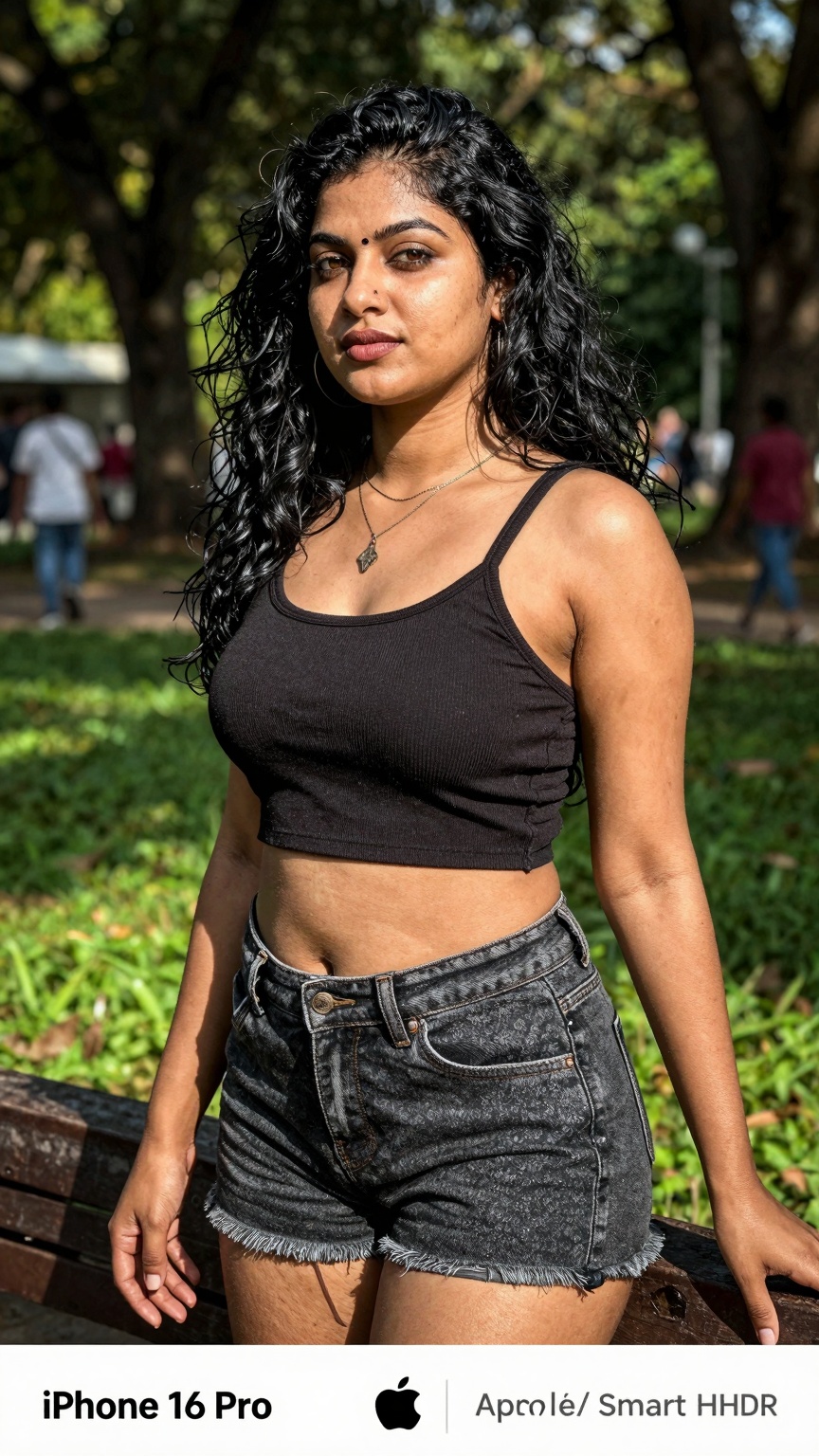 gorgeous random woman in random outfit posing for a sensual photography session at a local park,  Mobile photography,  sho...