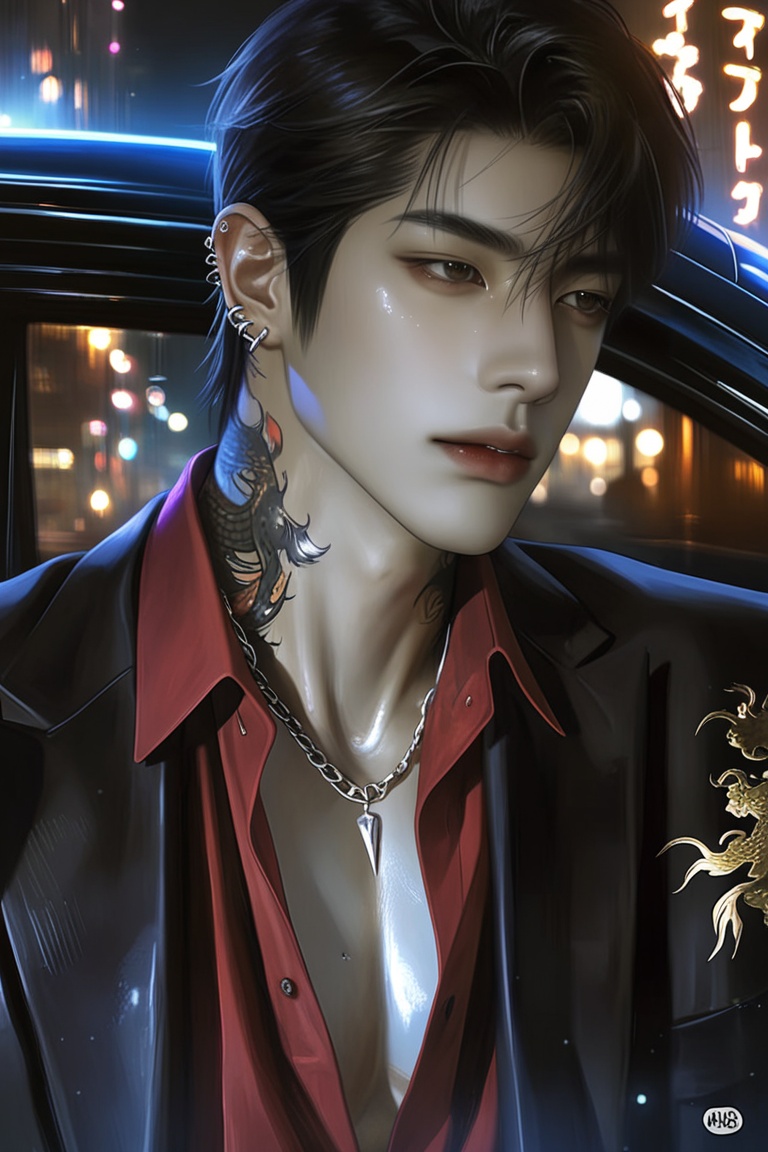 (Highly refined art style) 1male,  solo,  semi realistic young man on Tensor.Art