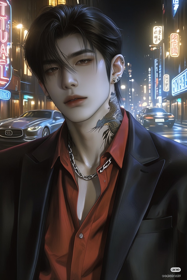 (Highly refined art style) 1male,  solo,  semi realistic young man on Tensor.Art