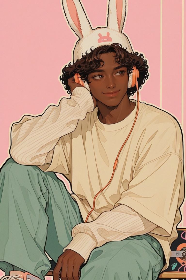 1boy,  skateboard,  curly hair on Tensor.Art