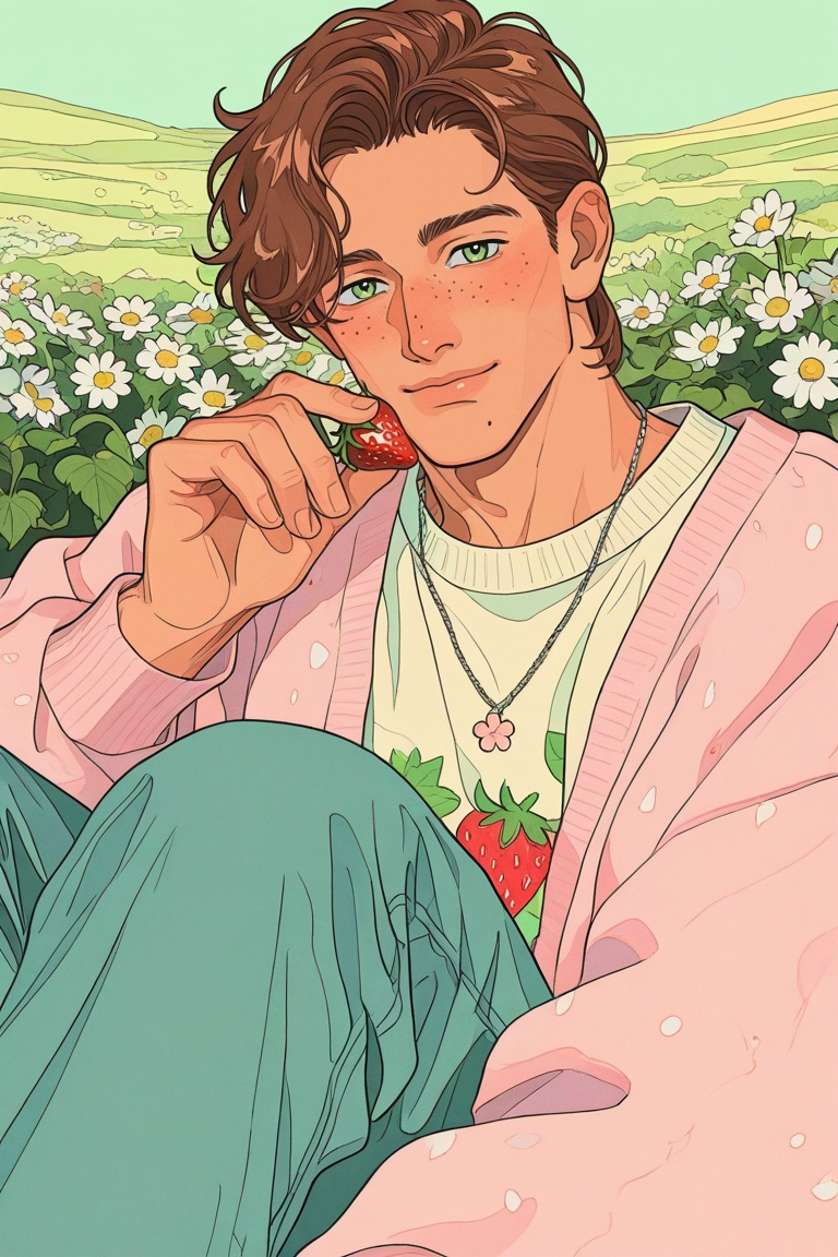 1boy,  freckles,  strawberry print on Tensor.Art