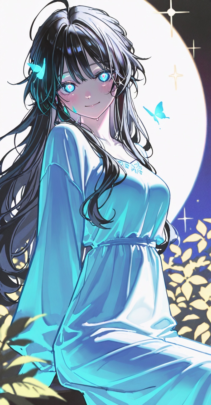 1girl,  dark blue eyes,  blue color theme on Tensor.Art