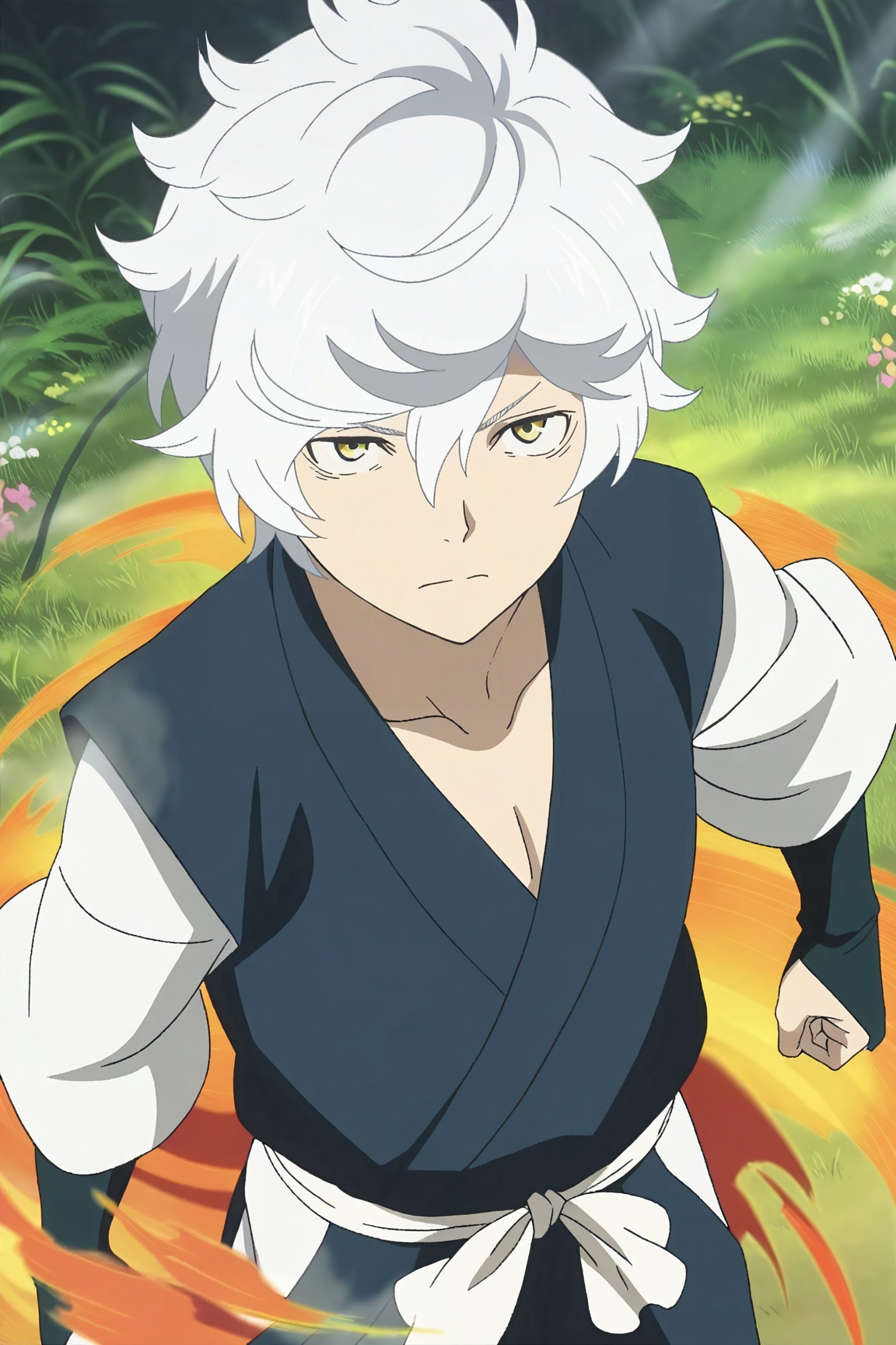 1boy,Gabimaru,yellow eyes,white hair