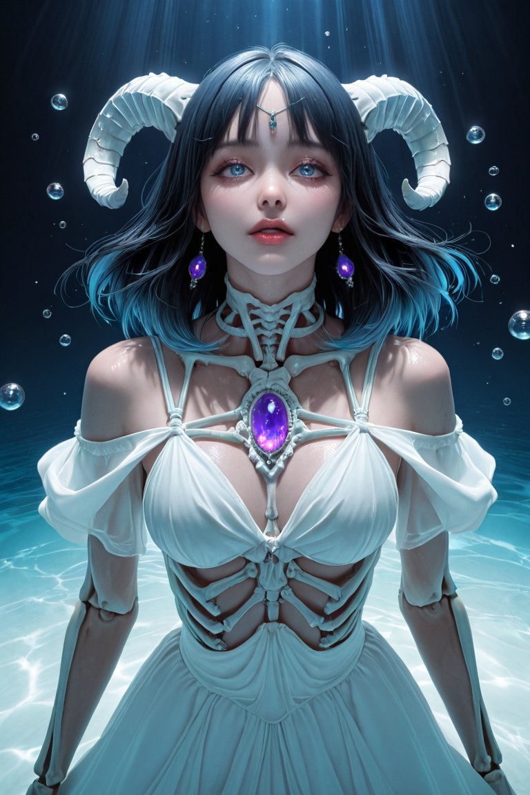 4K ultra-realistic highly detailed A fantastical female figure with long,  flowing cyan hair and striking,  luminous blue...