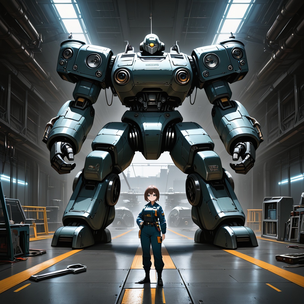 1girl,  mechanic suit,  giant robot on Tensor.Art