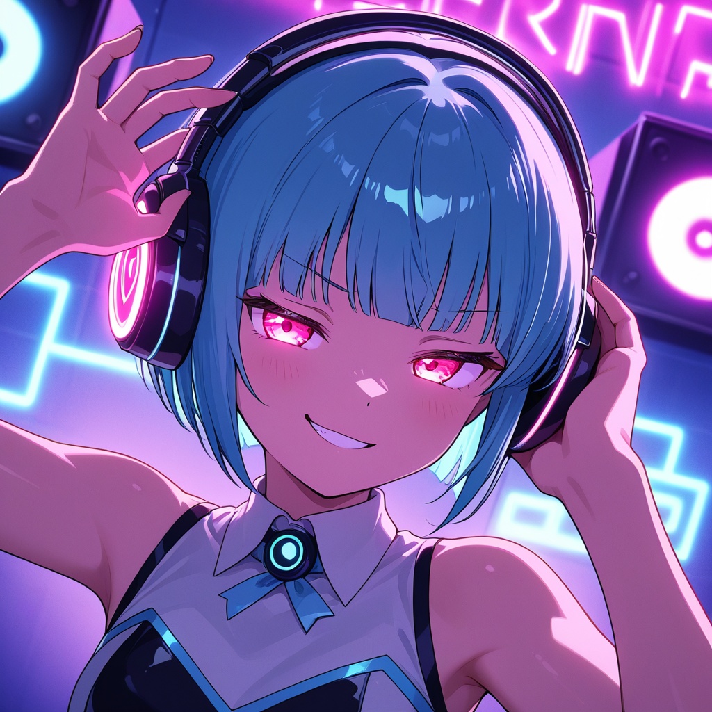 １girl、music duel aesthetic,  adolescent anime girl,  short bob haircut on Tensor.Art