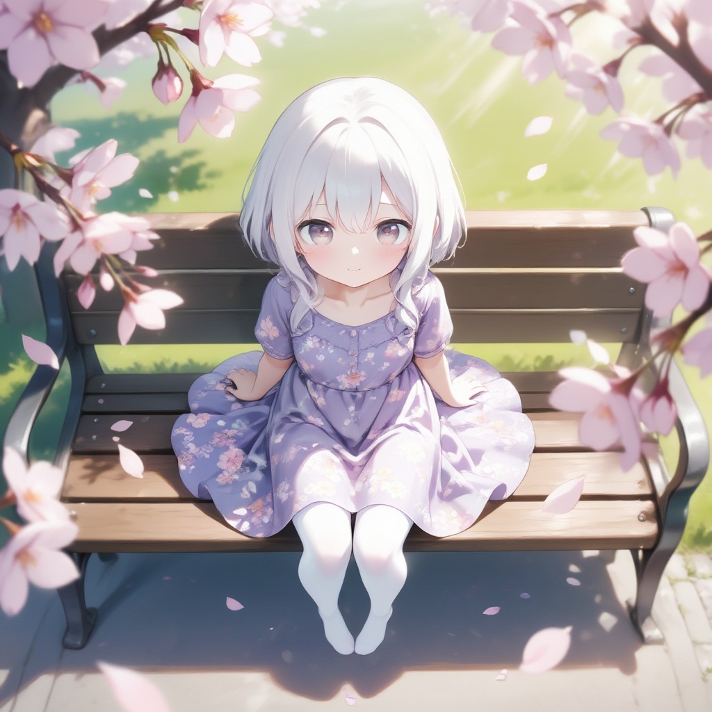 animation style,  park bench,  bob x light purple on Tensor.Art