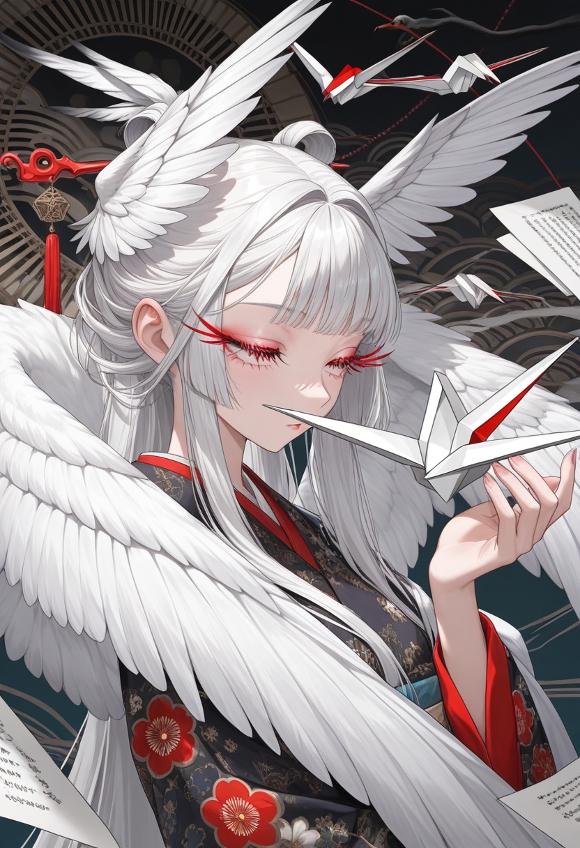 1 girl ,  solo ,  crane girl on Tensor.Art