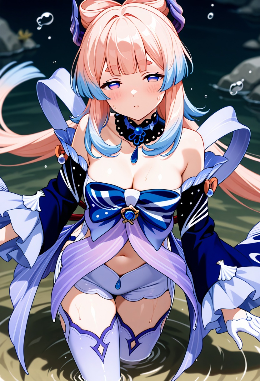 navel,  1girl,  sangonomiya kokomi on Tensor.Art
