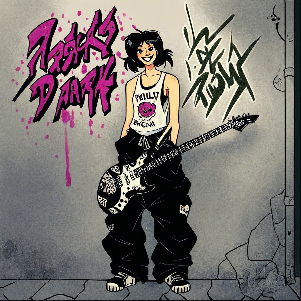 Punk clothing,  solo,  alley way on Tensor.Art