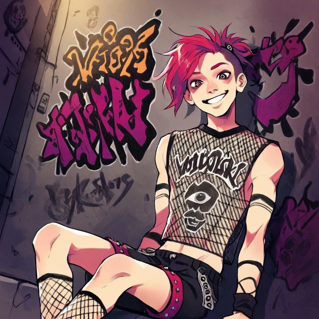 Punk clothing,  solo,  alley way on Tensor.Art