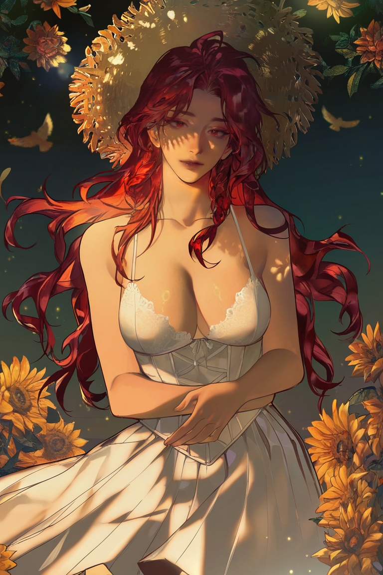 1 woman ,  hair long,  red hair on Tensor.Art