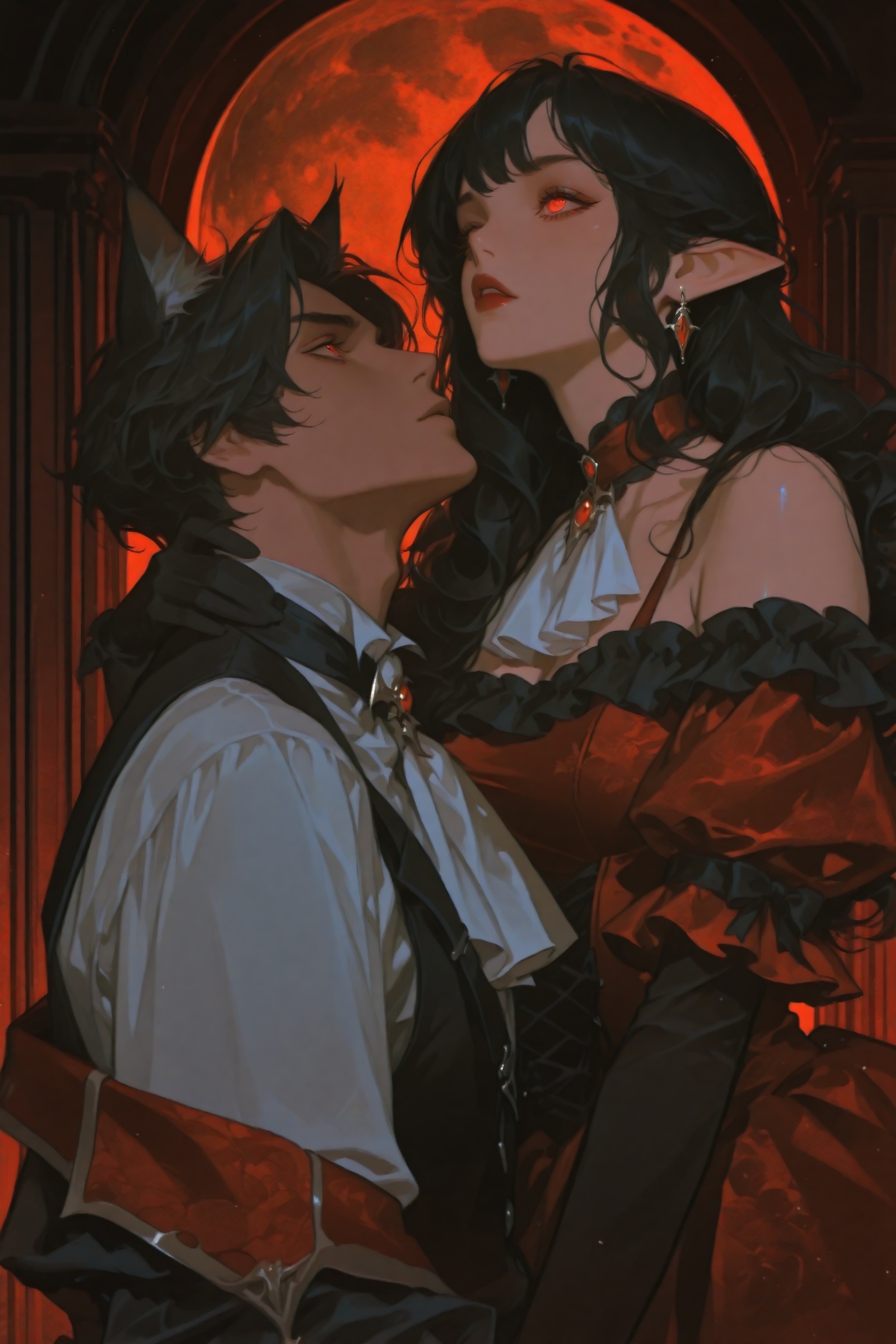 1girl,  1boy,  black hair on Tensor.Art