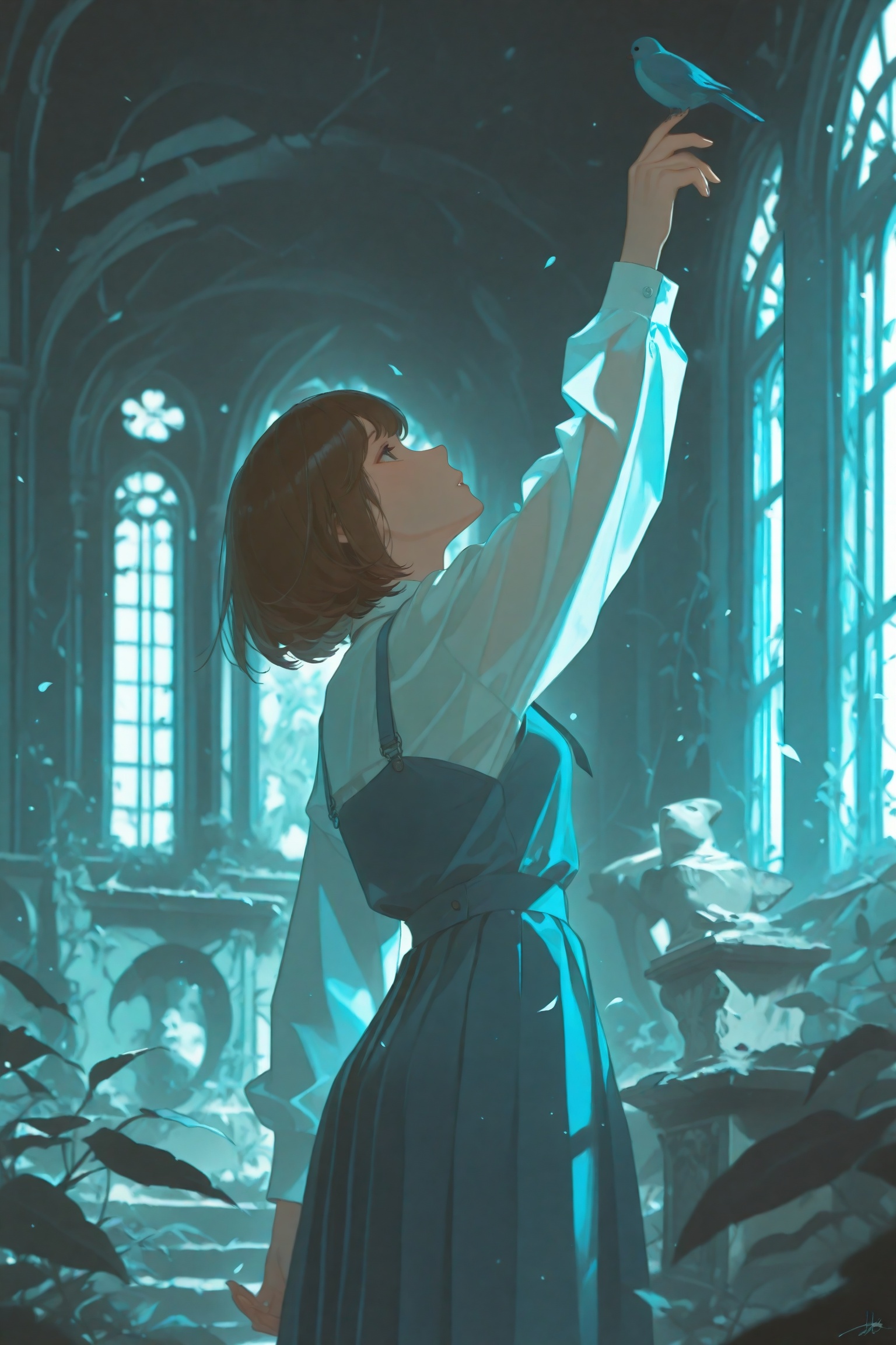 1girl,  bird,  dress on Tensor.Art