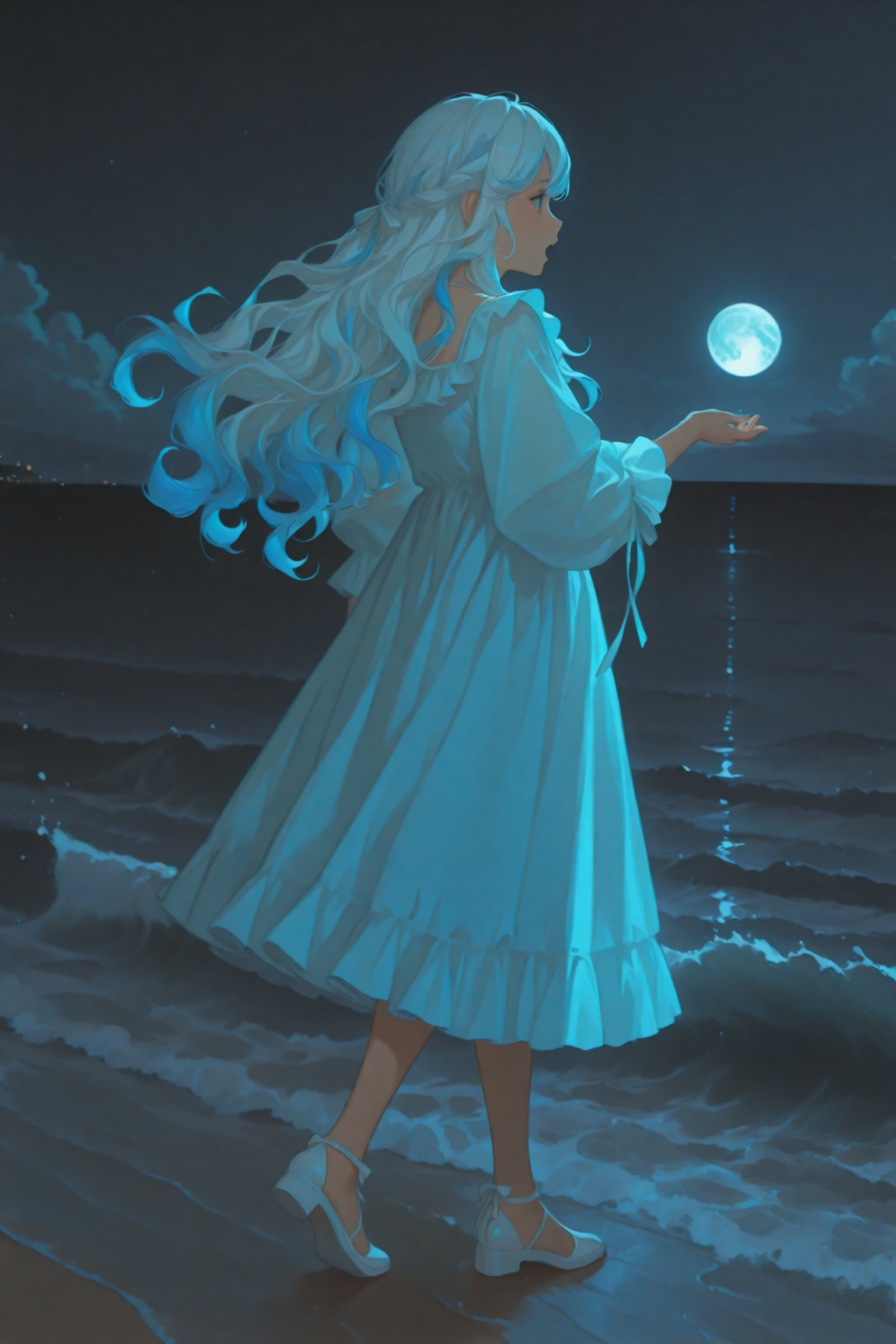1girl,  moon,  night on Tensor.Art