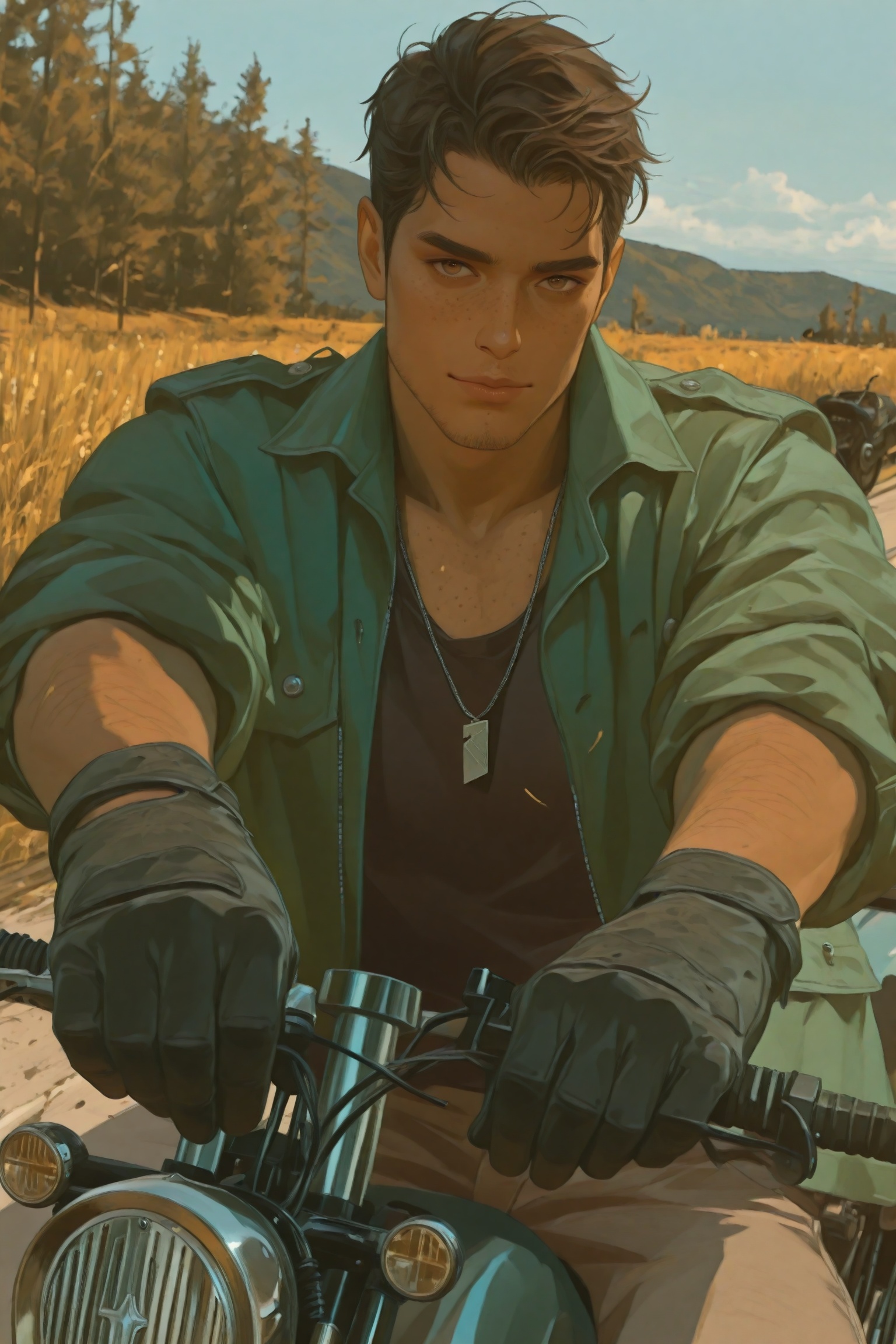 motorcycle,  male focus,  1boy on Tensor.Art