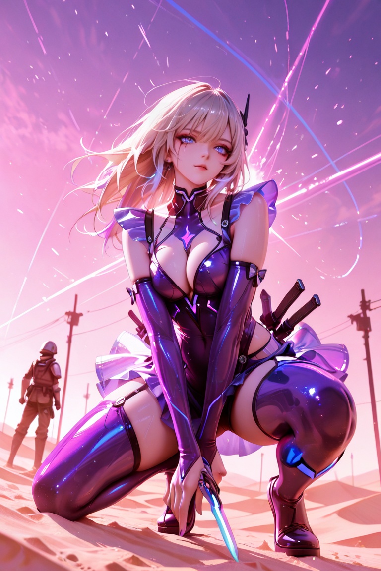 female,  platinum blonde hair,  hip-length hair flowing in wind on Tensor.Art