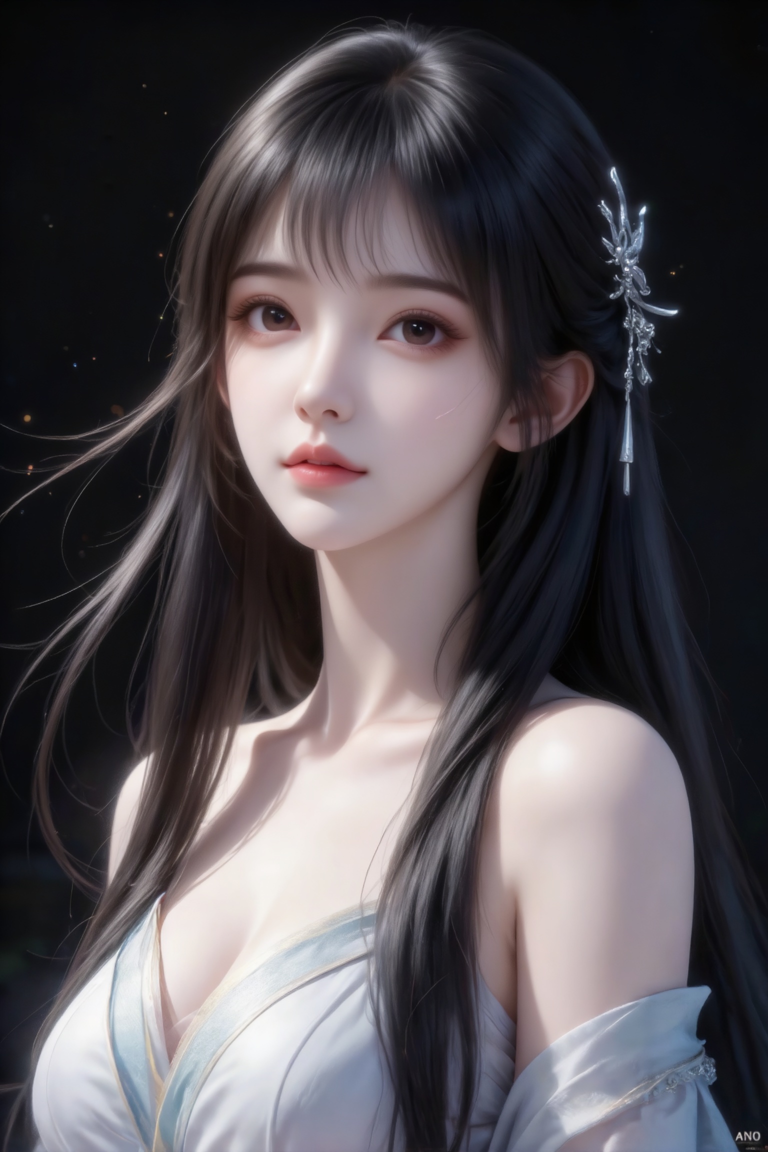 杰作级画质,顶级图像精度,超高清细节渲染,单人女性角色,（ff粉色亮丽的长发：1.4）,（比例优越的纤细长腿：1.3）,（肌肤白皙光滑的匀称美腿：1.4）,（挺拔饱满的D 罩杯曲线：1.4）,（精致立体的美颜五官：1.4）,美颜全开,光滑油亮的皮肤,水嫩的肌肤,,傲人身材,C-cup,一个女孩,粉色头发,
额前几缕发丝随风飘扬,发丝灵动,衣袂飘飘,
满头流苏装饰,层层叠叠,复杂精致,华丽璀璨,奢华闪耀,瑰丽多彩,璀璨夺目,晶莹剔透,流光粒子,绚丽画风,华丽轻纱,极繁主义,盛世繁华的叙事氛围美人,皮肤白皙光滑,倾国倾城容貌,一位墨色长发的少女,她有着绸缎般带高光的长发,简单银饰发饰,魏晋南北朝服饰,天真妩媚而不自知,细节丰富,光线明暗交接,（电影级面光：1.6）,（光线追踪：1.5）,（冷白皮漫感质感的光滑皮肤：1.7）,（人物有最好的骨相：1.2）,（网感脸：1.6）,（网感妆：1.6）身材完美,莫兰迪配色,高颜值网红,INS风,幼态脸,19岁女生尖下巴,三庭五眼比例均衡,身材娇小,细腻陶瓷水嫩肌肤,偏冷白皮,随机的妆容,随机的饰品,随机的动作,侧光,发丝轻飘,凌乱,随机角度拍摄,总体有很多的不确定性,但又好看,
风格甜美少女系,氛围慵懒俏皮,东方美女,黑长直,年轻娇小,发丝呈现出自然的蓬松感与垂坠感,长发散落于肩头两侧,几缕发丝拂面,冷白皮气质美女,薇薇纯欲风,皮肤白皙,偶像气质,fairskin,气质的江南美女子,有点甜美,皮肤美白透亮,表情可爱,甜美氛围,细腻笔触,独特韵味的美,构图优美,绝美角度拍摄