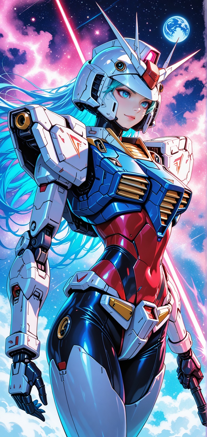 Gundam Girl,  Kawaii girl. ((Smile: 1.4)),  long hair on Tensor.Art