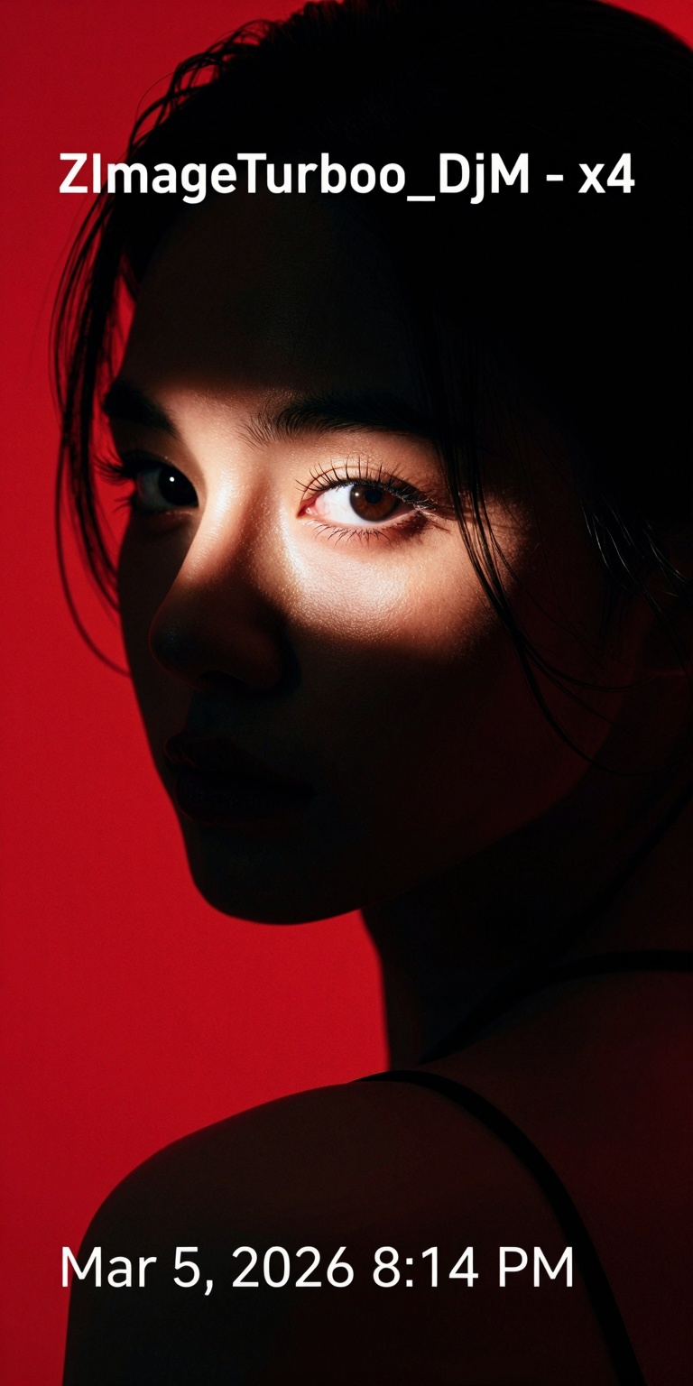 A moody cinematic close-up portrait emphasizing dramatic lighting and emotional depth. The subject is a young woman positi...