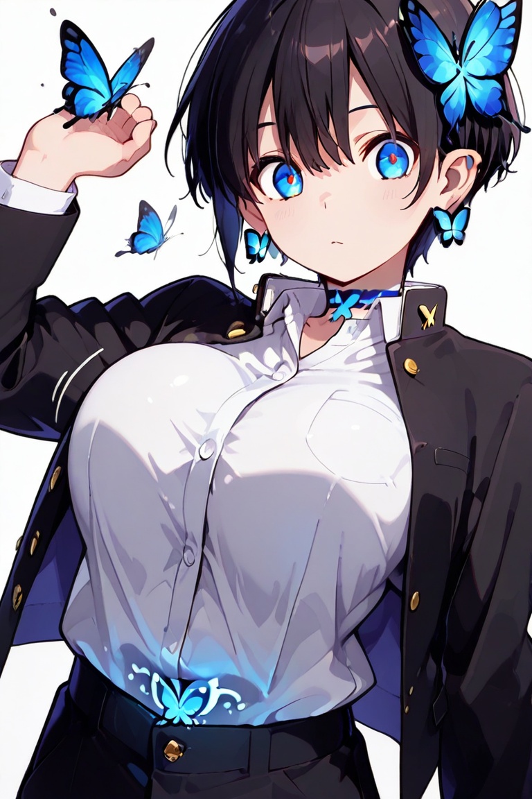 Beautiful breasts,  full breasts,  butterfly hair ornament on Tensor.Art