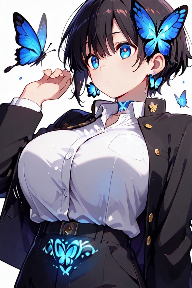 Beautiful breasts,  full breasts,  butterfly hair ornament on Tensor.Art