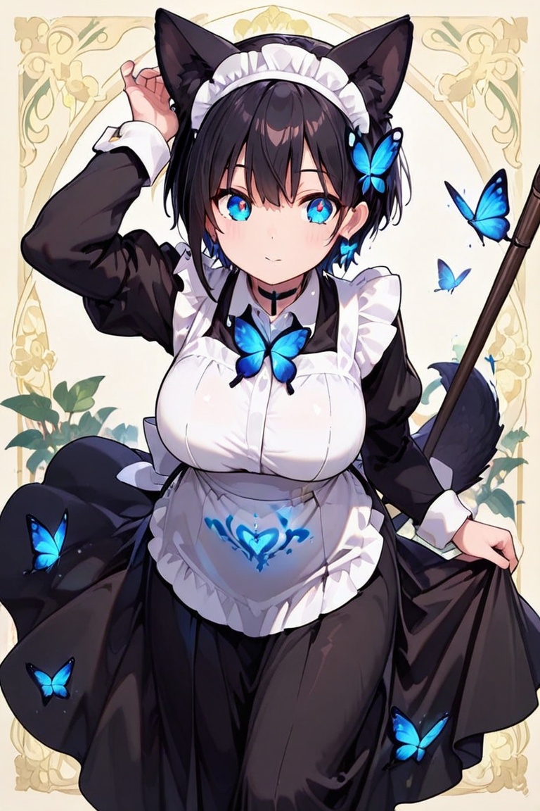 Long Skirt Maid,  Skirt & glowing markings,  Beautiful breasts on Tensor.Art