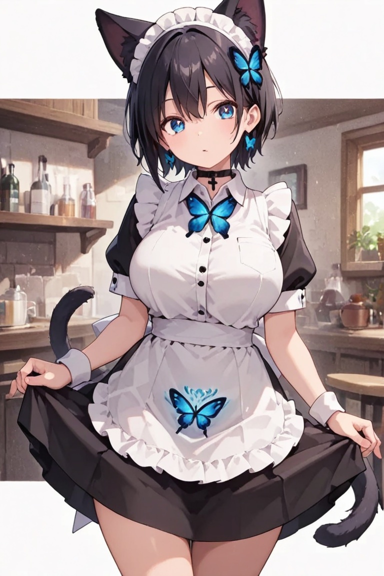 Engraving on skirt and apron,  beautiful breasts on Tensor.Art