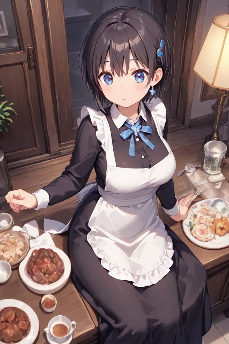 Engraving on skirt and apron,  beautiful breasts on Tensor.Art