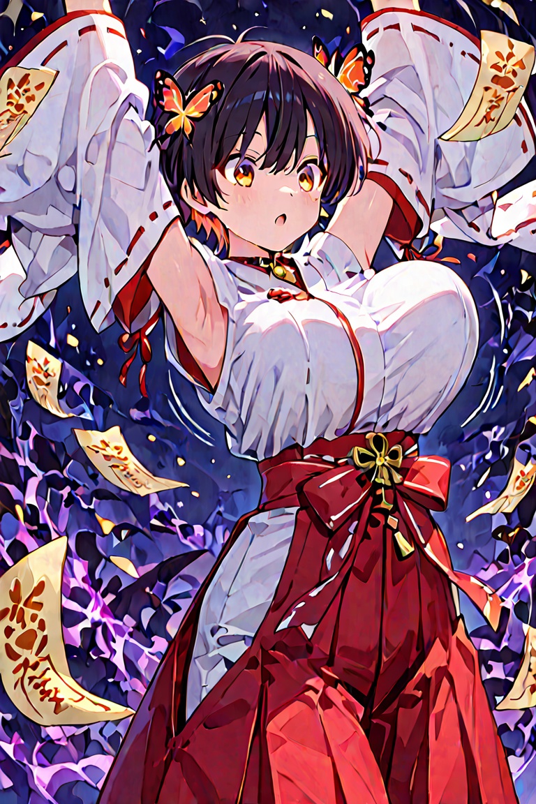 big_breasts bouncing breasts,  large breasts,  motion lines fantasy shrine maiden outfit on Tensor.Art