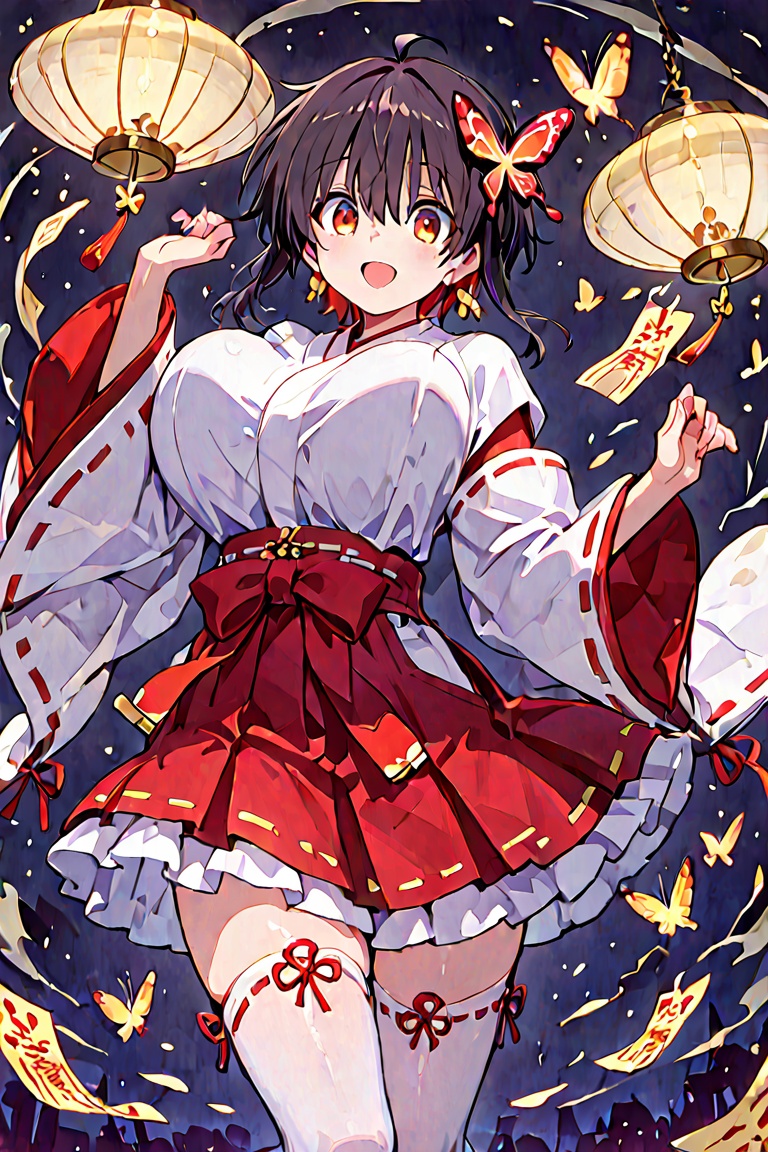 big_breasts bouncing breasts,  large breasts,  motion lines fantasy shrine maiden outfit on Tensor.Art