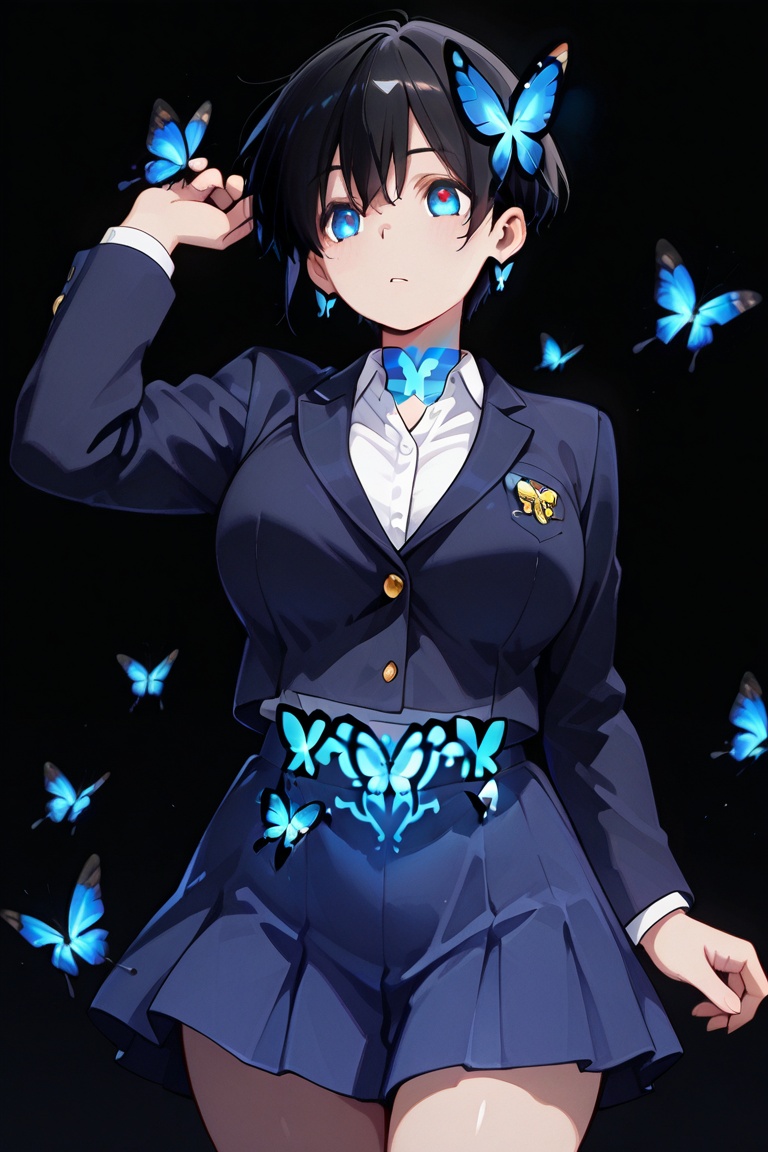Beautiful breasts,  full breasts,  butterfly hair ornament on Tensor.Art