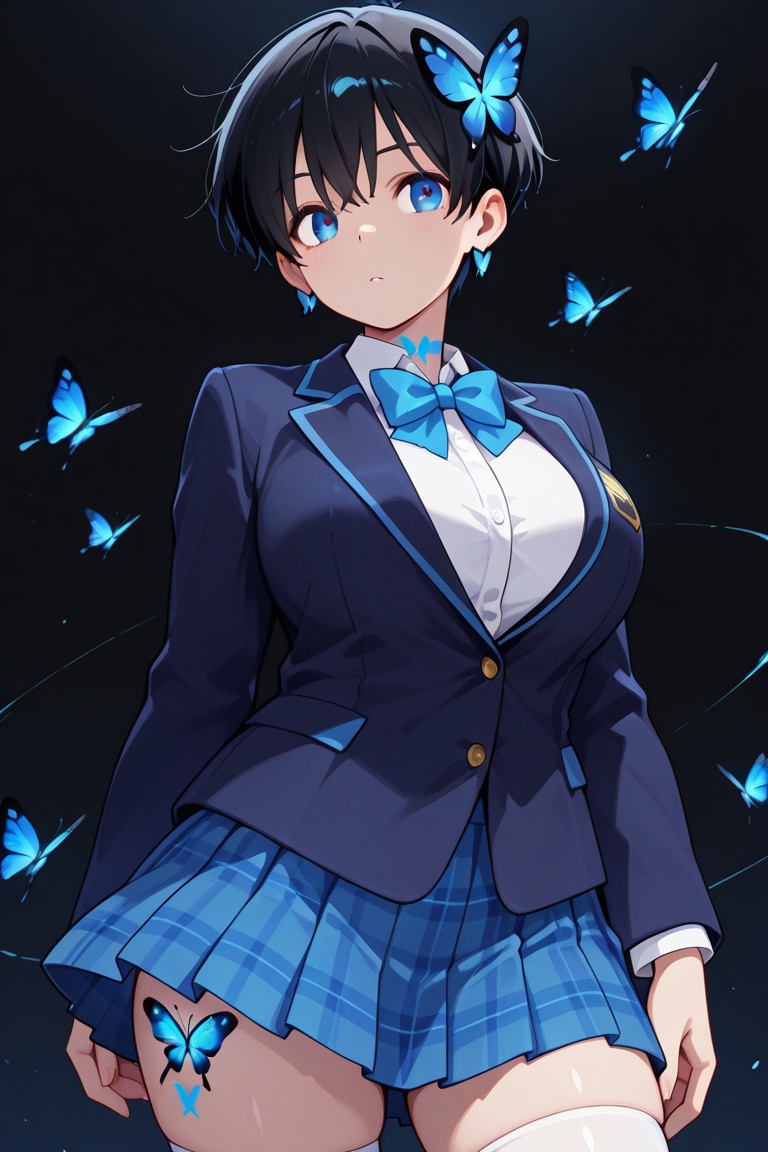 Beautiful breasts,  full breasts,  butterfly hair ornament on Tensor.Art
