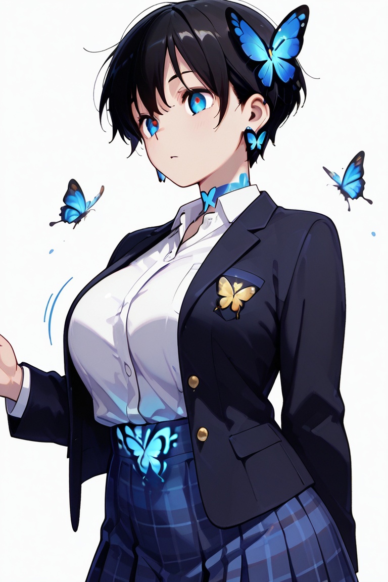 Beautiful breasts,  full breasts,  butterfly hair ornament on Tensor.Art