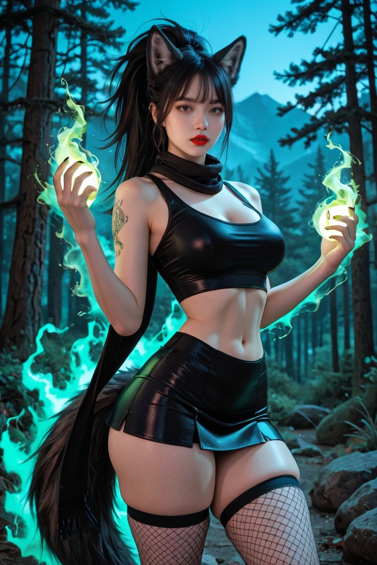 1girl,  wolf girl,  wolf ears on Tensor.Art