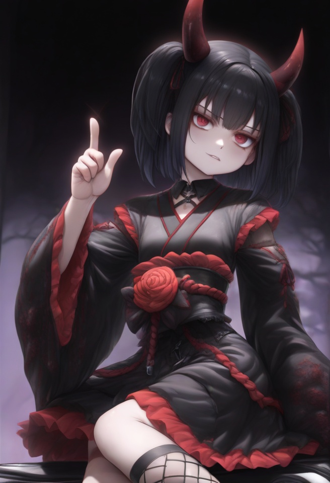 (ethereal dark fairy tale by Nicola Samori,  JC Leyendecker),  young anime girl sitting in a dark forest holding a bloody...