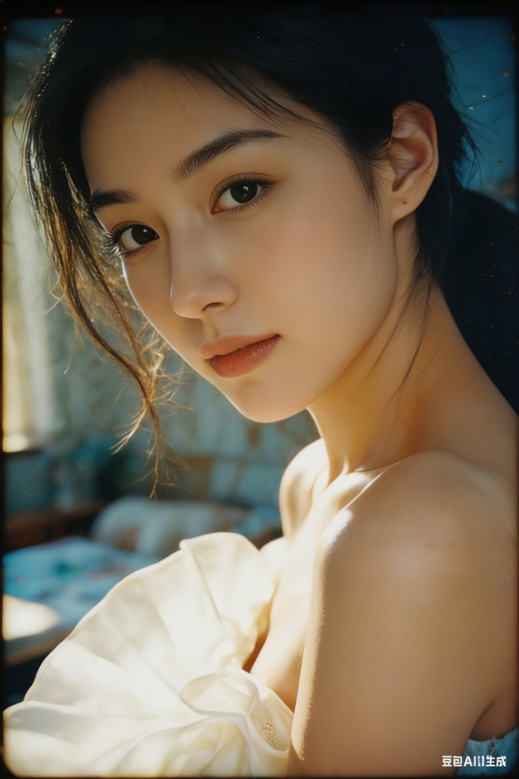 1girl, film, 35mm film, film grain, vintage photo, warm tone, soft focus, slight vignetting, nostalgic feel, best quality, high detail