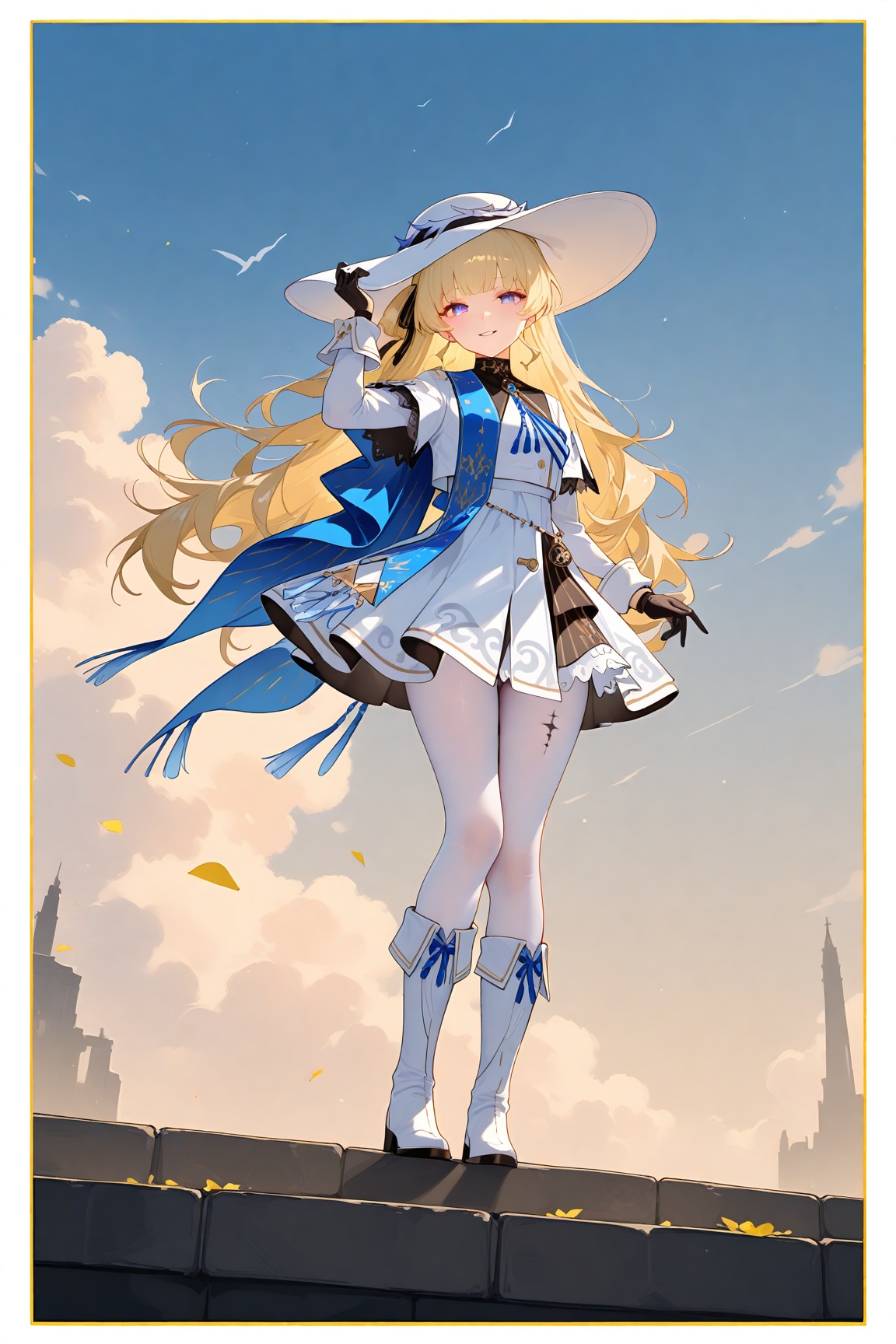 1girl,  black gloves,  blue sky by Ansl_Ai on Tensor.Art