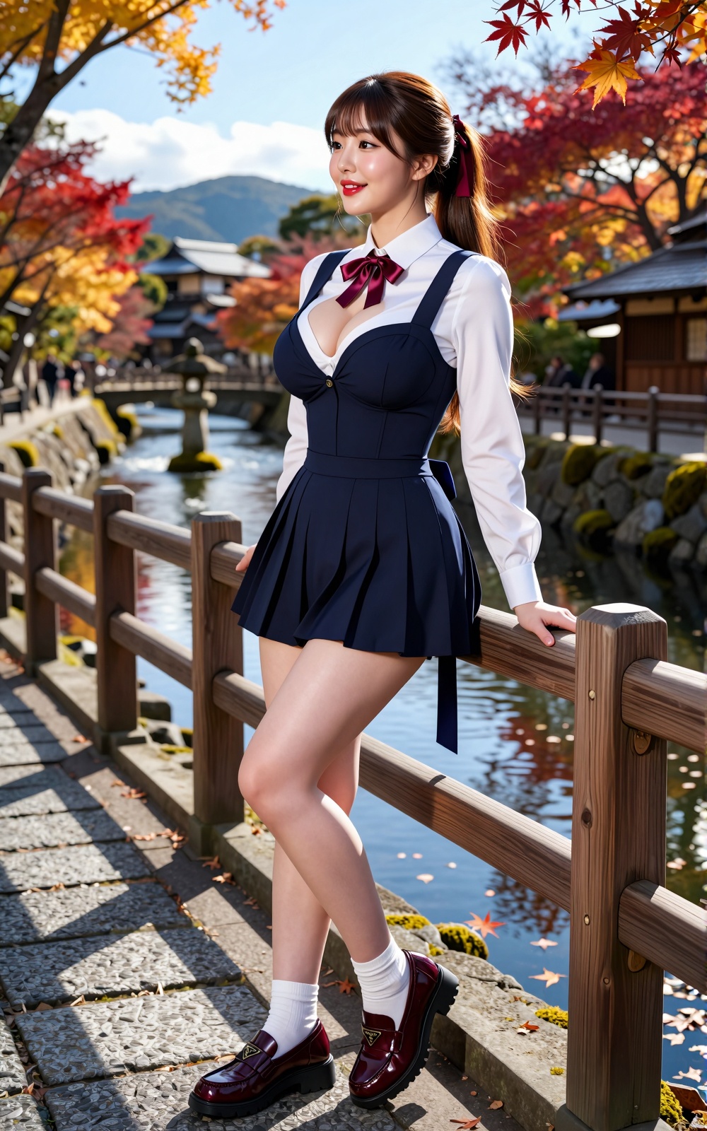 Image of a Korean woman: A beautiful Korean woman boasting voluptuous I-cup breasts,  alluring hips,  and firm thighs. She...