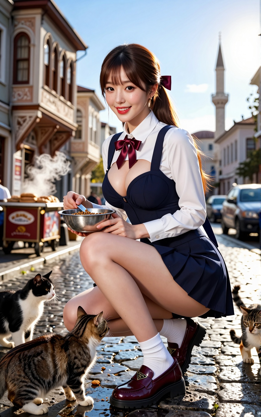 Image of a Korean woman: A beautiful Korean woman boasting voluptuous I-cup breasts,  alluring hips,  and firm thighs. She...