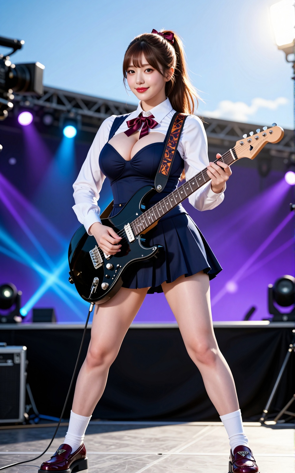 Image of a Korean woman: A beautiful Korean woman boasting voluptuous I-cup breasts,  alluring hips,  and firm thighs. She...