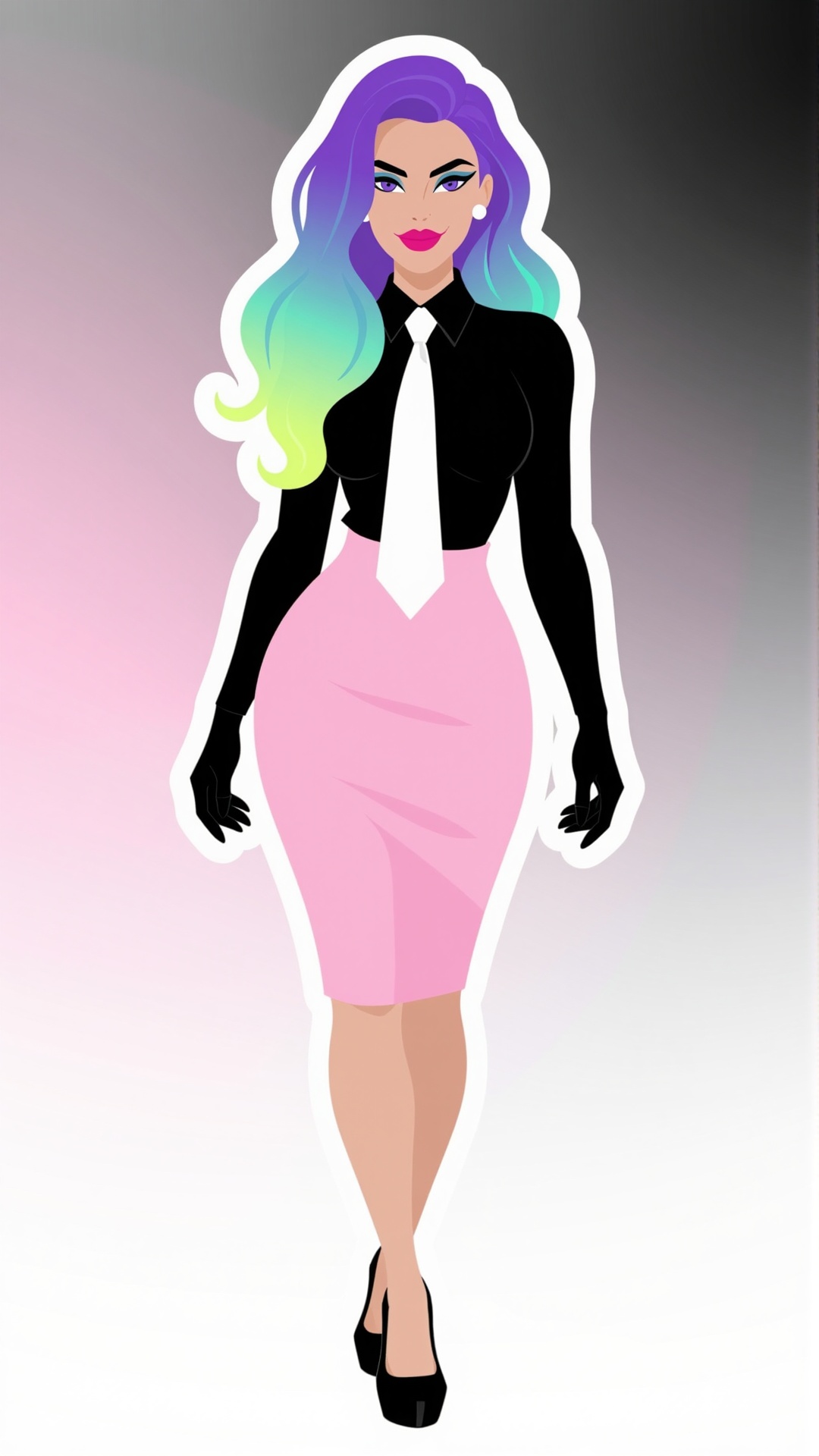 Ethereal villain female mafia mob lady boss,  pink skirt ,  white tie on Tensor.Art