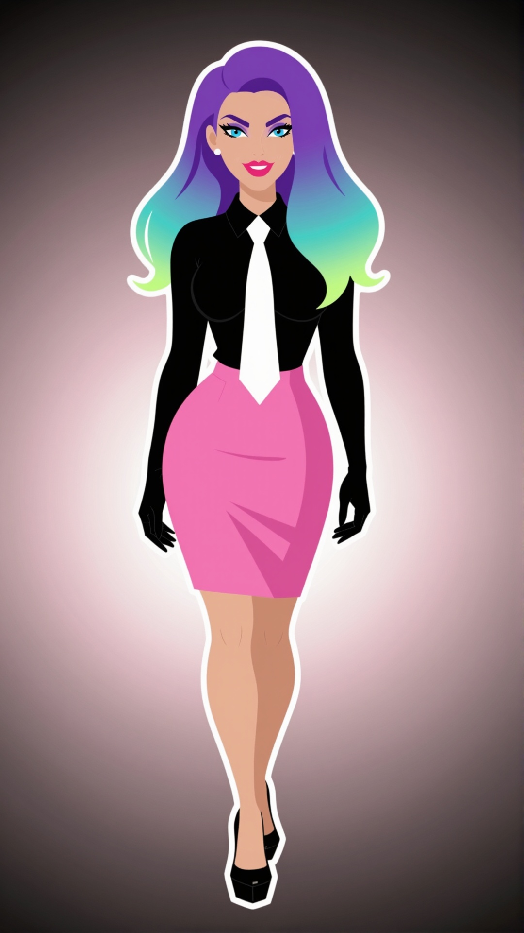 Ethereal villain female mafia mob lady boss,  pink skirt ,  white tie on Tensor.Art